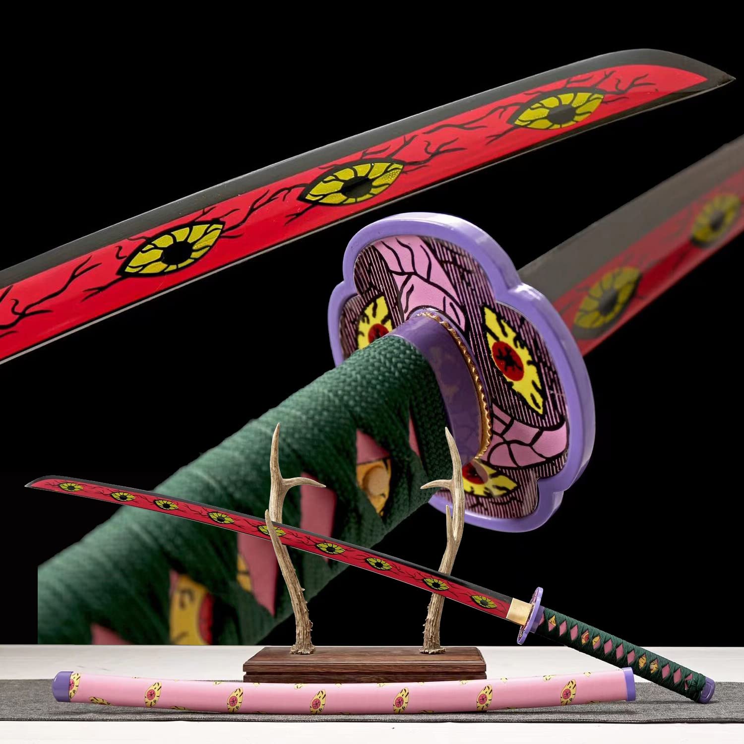 HERO SWORD Japanese Anime Katana - Hand Forged 1045 Carbon Steel Samurai Sword, Full Tang Handmade Sharp Blade - Demon Slayer Inspired Katana for Cosplay, Martial Arts Training & Anime Collection