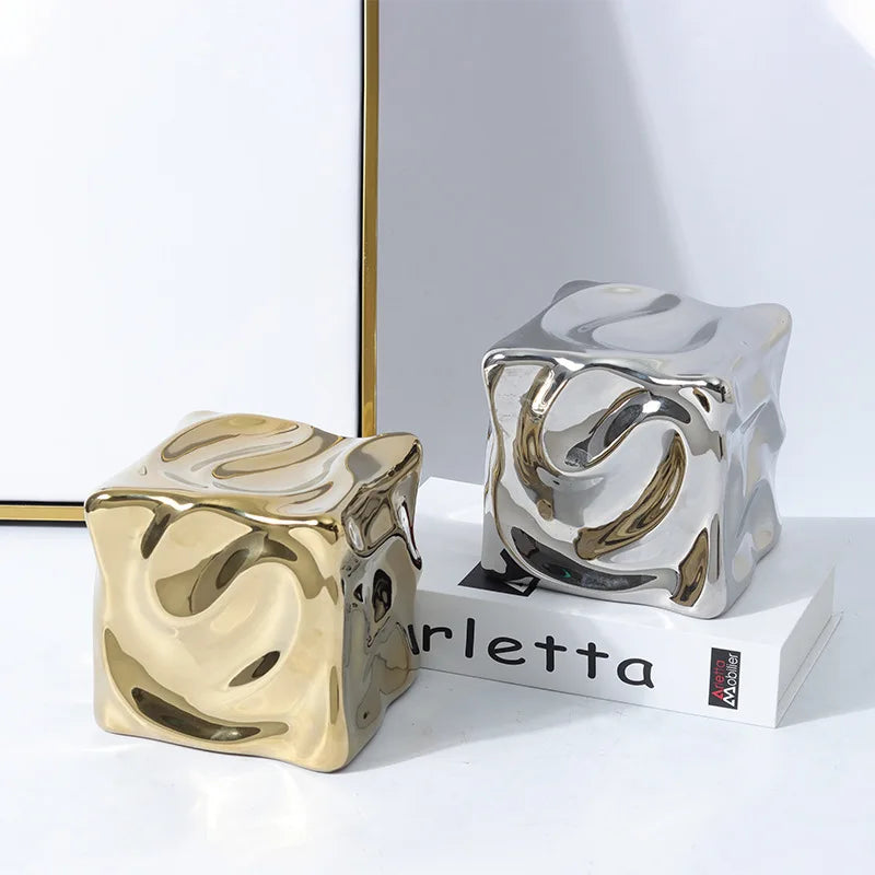 Elegant Draped Cube Ornament - Modern Home Decor for Christmas Tree, Holiday Party & Wedding Centerpiece Decoration