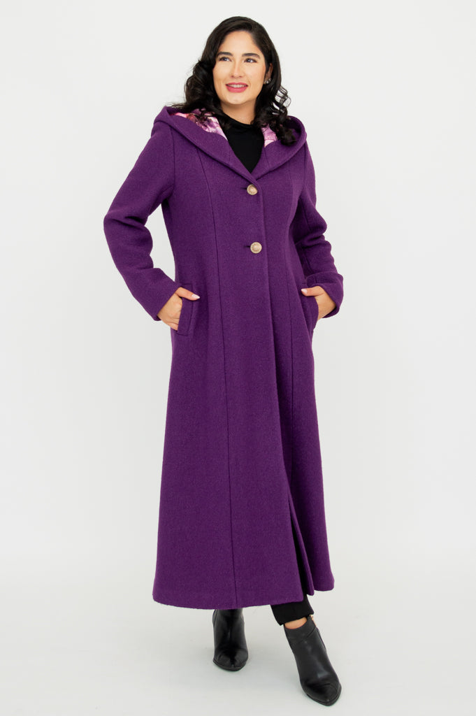 Royal Catherine Boiled Wool Coat for Women - Elegant Winter Outerwear for Office, Travel & Special Occasions