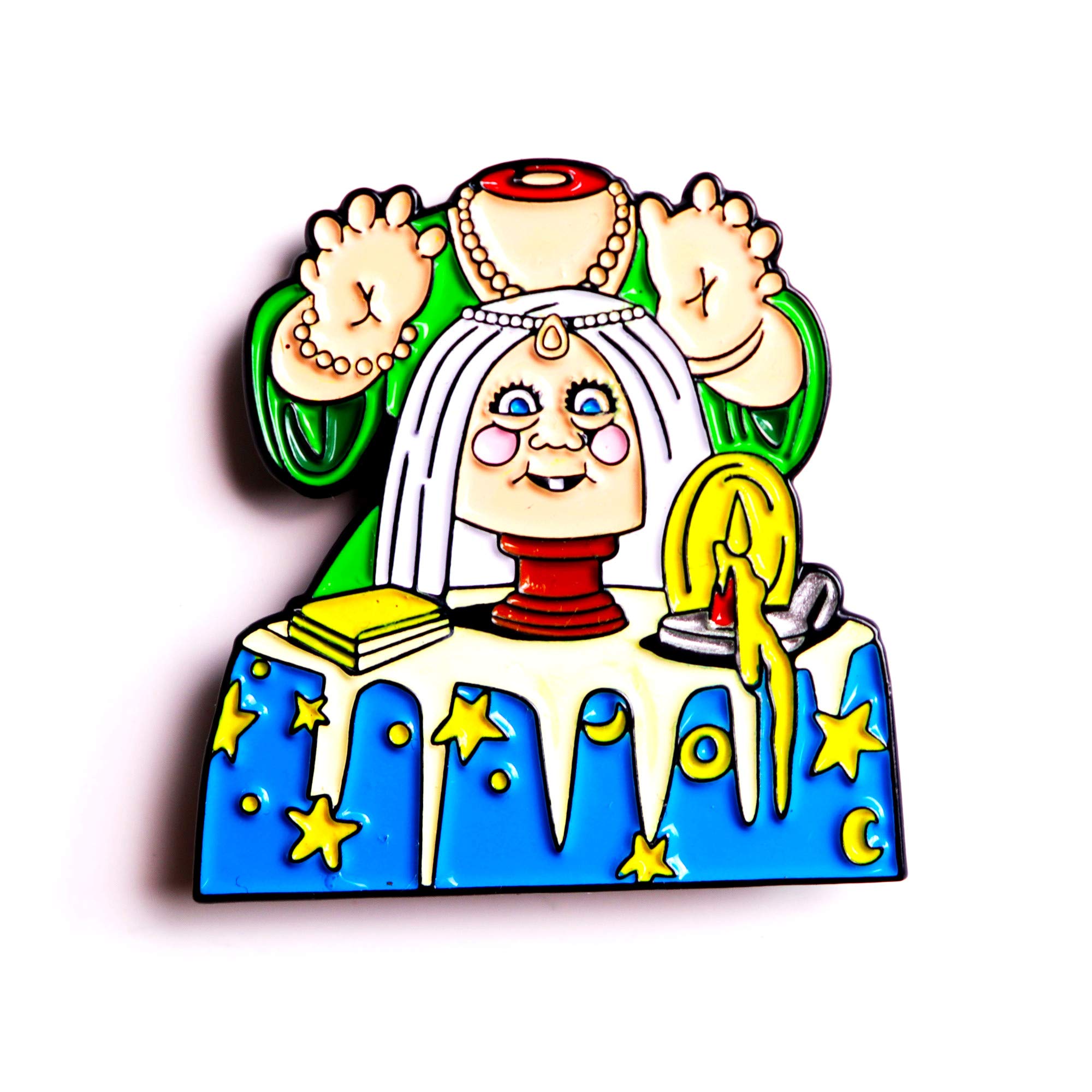 Vintage Garbage Pail Kids Crystal Ball Collectible Trading Card Pendant - Retro Hat Pin & Lapel Accessory for Collectors, Cosplay, and 80s Nostalgia Fashion