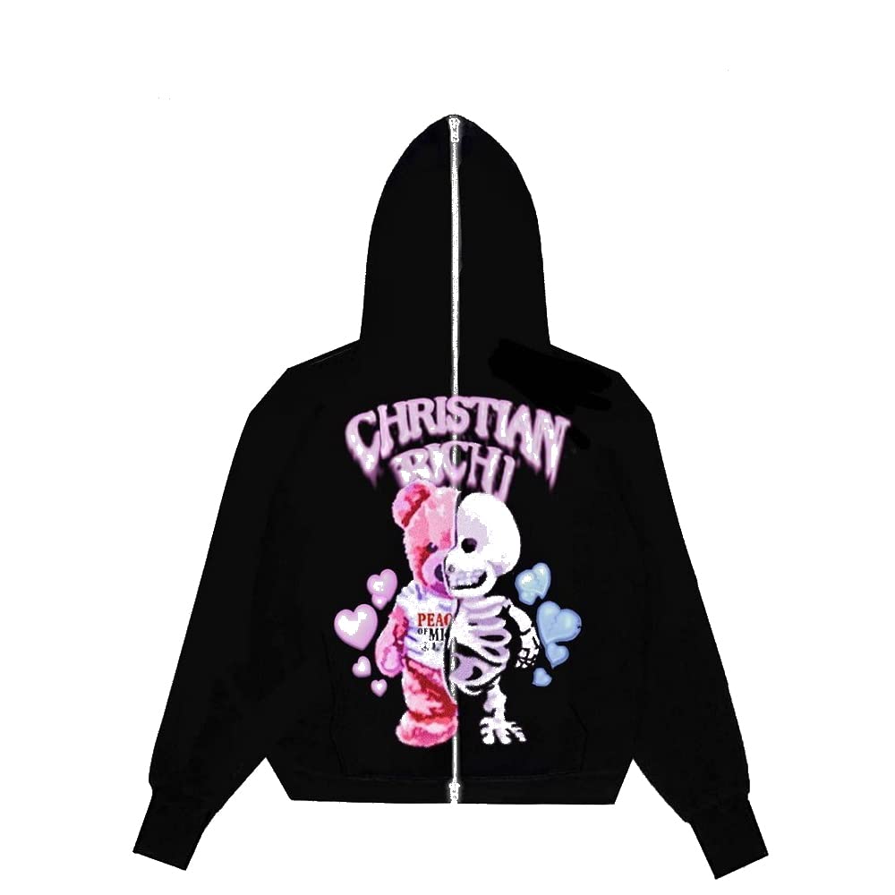 NECHARI Women's Rhinestone Spider Hoodie - Y2K Vintage Full Zip Up Face Cover Jacket, Oversized Pullover Sweatshirt for Streetwear & Gothic Aesthetic Fashion | Perfect for Halloween, Concerts, and Retro Outfits