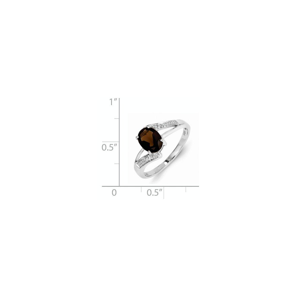 0.91ct Oval Cut Smoky Quartz & Diamond Sterling Silver Ring for Women - Elegant Wedding, Engagement & Anniversary Jewelry Gift