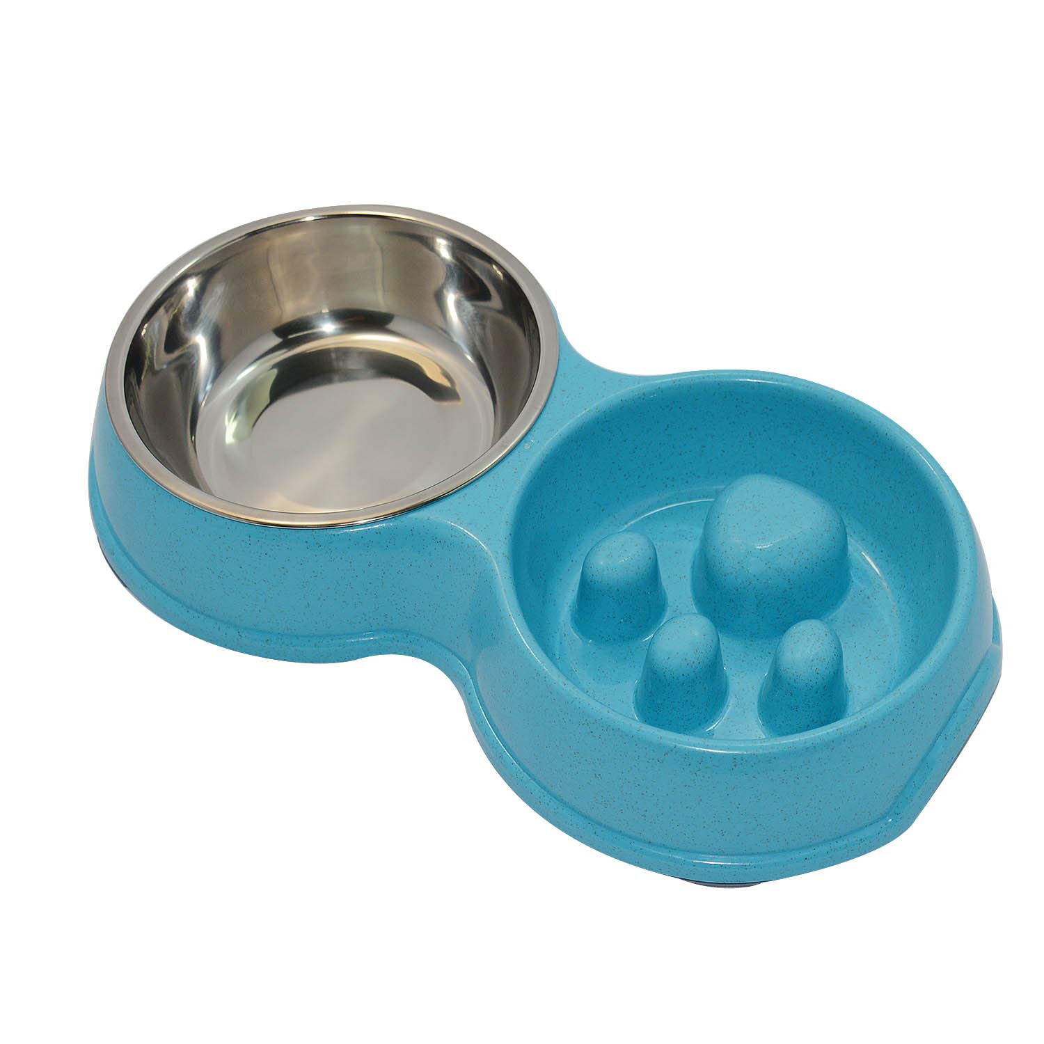 Stainless Steel Slow Feed Dog Bowl for French Bulldogs - Interactive Eco-Friendly Pet Bowl to Slow Down Eating & Drinking - Perfect for Frenchies, Small & Medium Dogs (Blue) - Great for Mealtime Fun & Portion Control