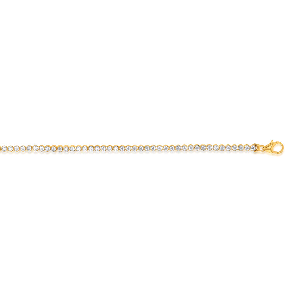 9ct Yellow and White Gold Two-Tone Diamond-Cut 19cm Tennis Bracelet for Women - Elegant Jewelry Gift for Anniversary, Wedding, or Special Occasion