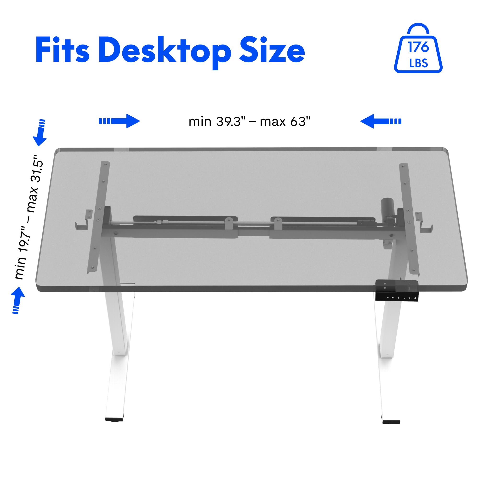 FLEXISPOT Electric Standing Desk Frame - Height Adjustable Sit Stand Desk Base for Home Office, White | Ergonomic Workspace Solution for Productivity & Comfort