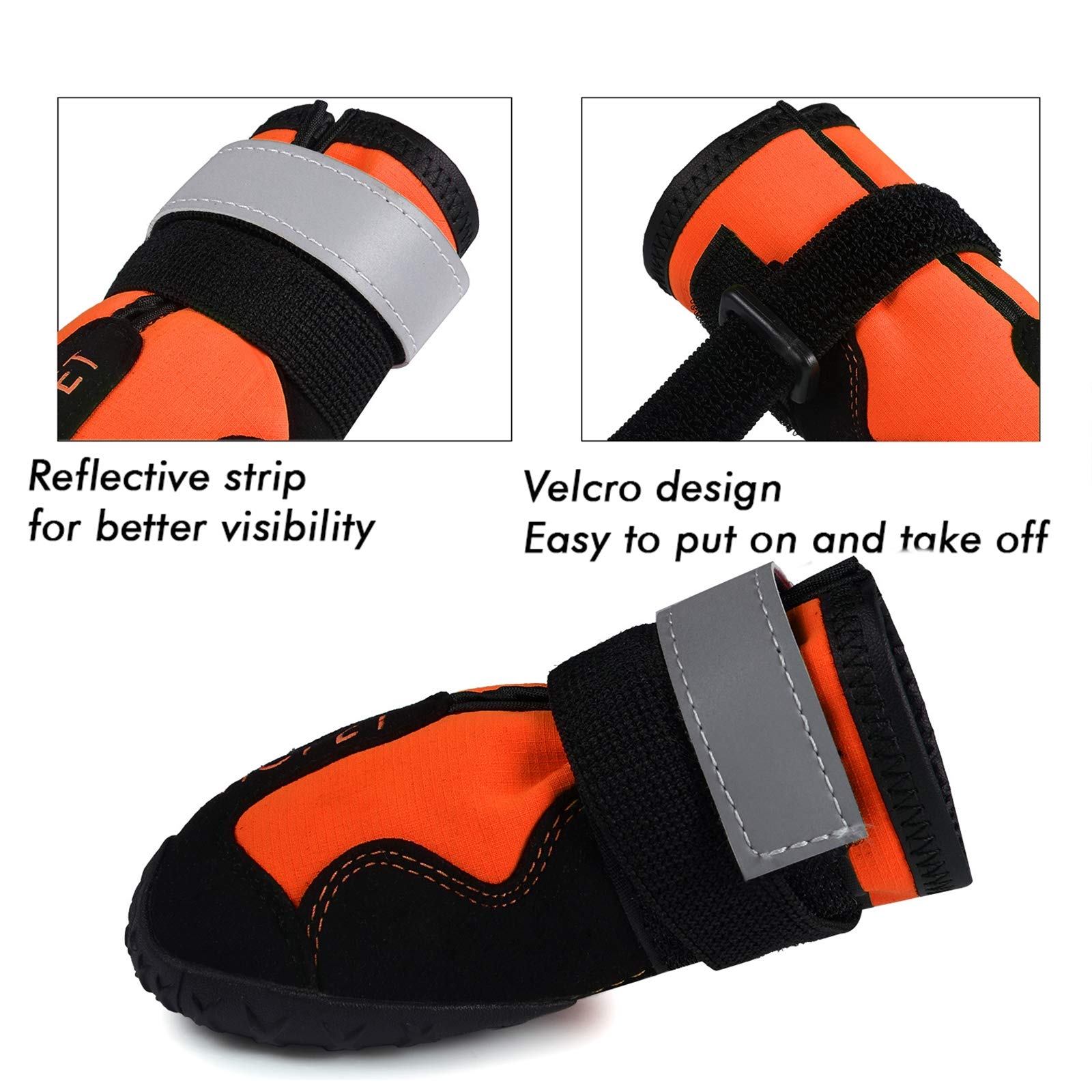 Waterproof Dog Boots for Medium & Large Dogs - Non-Slip Protective Paw Shoes with Adjustable Straps & Reflective Design (Set of 4) - Ideal for Hiking, Snow, Hot Pavement & Outdoor Adventures