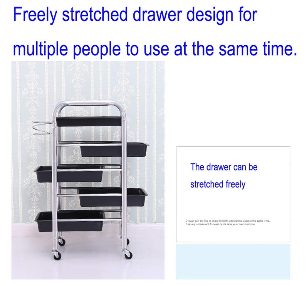 MERTNK 4-Drawer Rolling Trolley for Kitchen, Salon & Spa Storage - Silver