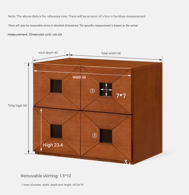 Solid Poplar Wood Modular Side Cabinet - Vintage Style Storage for Living Room, Bedroom & Office