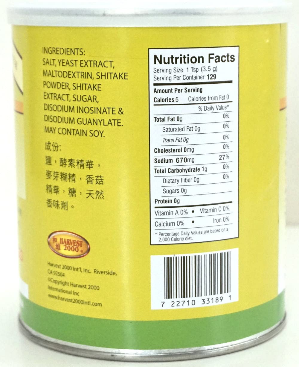 Organic Mushroom Flavor Vegetarian Bouillon Mix - Gluten Free, Non-GMS, 16 oz Can - Perfect for Soups, Stews & Vegan Cooking