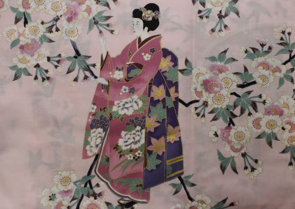 Japanese Kimono Robe for Women - Floral Cherry Blossom Cotton Bathrobe, Happi Coat Dress & Cardigan (Pink) - Perfect for Spa, Yoga, Loungewear & Asian-Themed Parties
