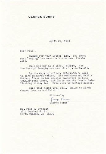 George Burns - Authentic Typed Letter Signed 04/29/1983 | Rare Collectible Memorabilia | Perfect for Vintage Collectors & Hollywood Memorabilia Enthusiasts
