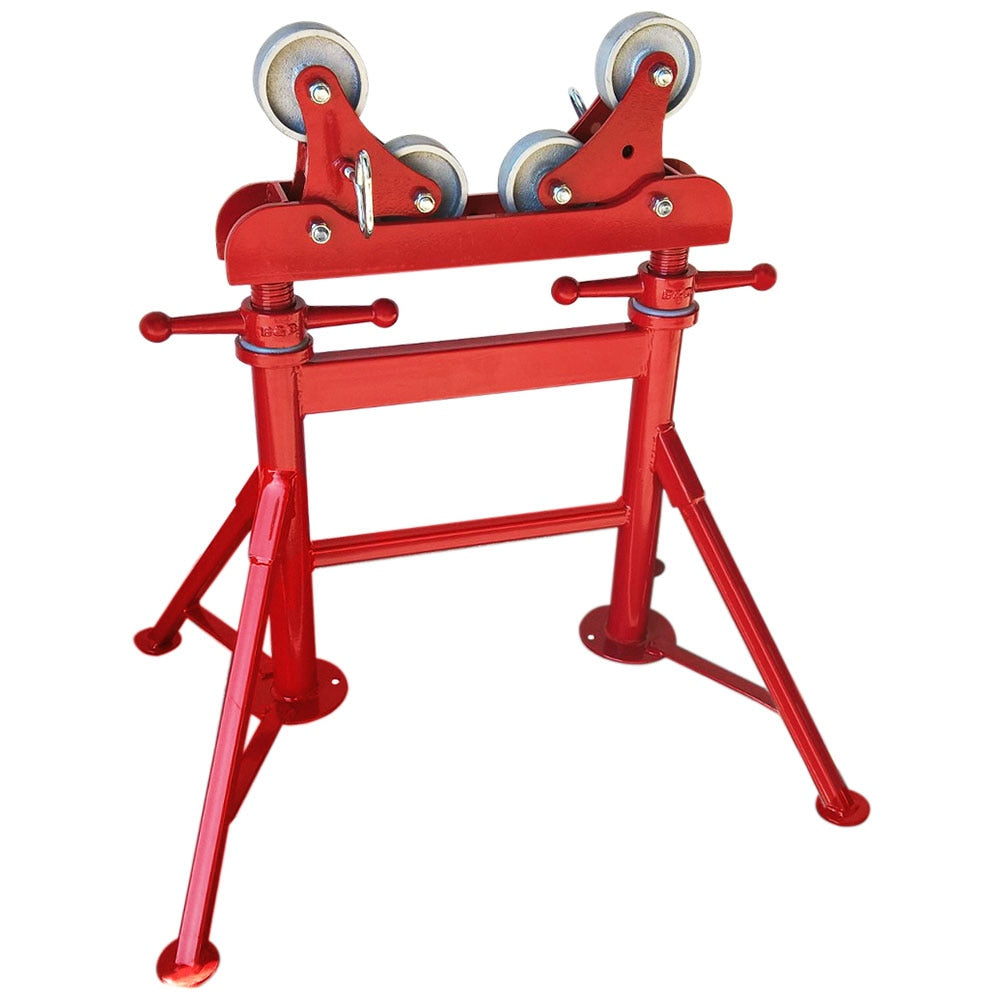 B&B Pipe Tools 4375 Heavy-Duty Height Adjustable Under Load Roller with Steel Wheels - Perfect for Industrial Pipe Handling and Construction Worksites