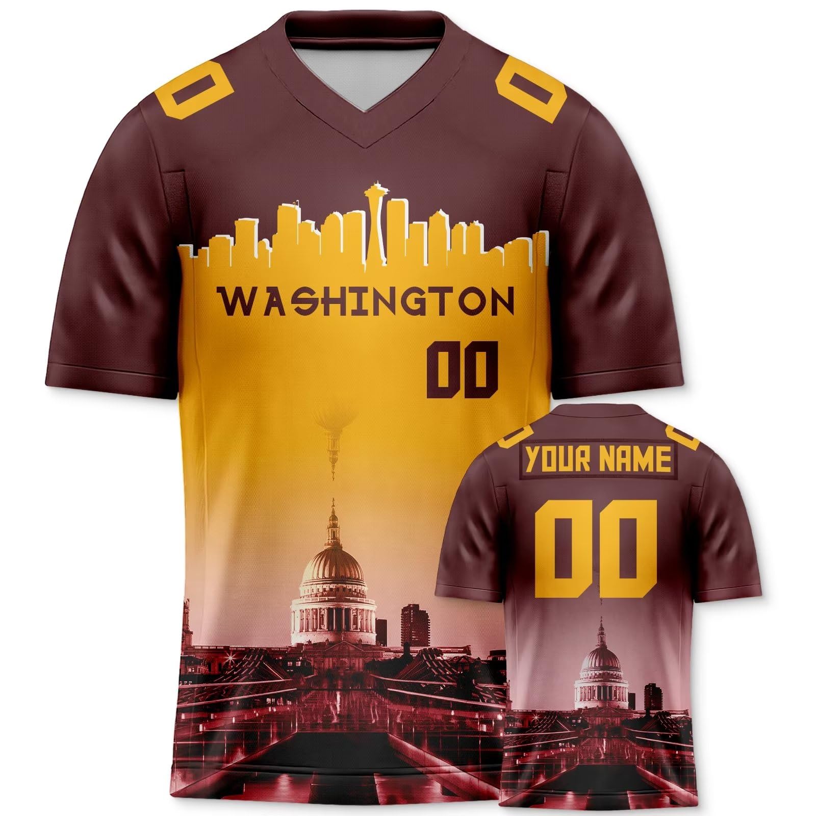 Custom Personalized Football Jersey with City Night Skyline Design - Men, Women & Youth Sports Apparel - Add Name & Number for Game Day Fans - Perfect for NFL, College Football & Tailgating Parties