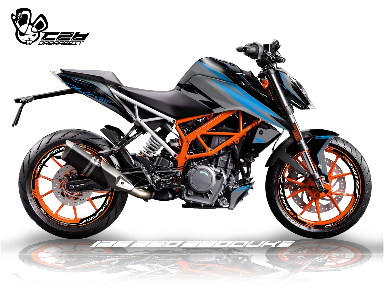 KTM 390 250 125 Duke Graphic Decal Kit - High-Quality Vinyl Stickers for Motorcycle Customization (RN-BG) (125, Glossy Finish) - Perfect for Bike Upgrades, Racing Events & Personalization