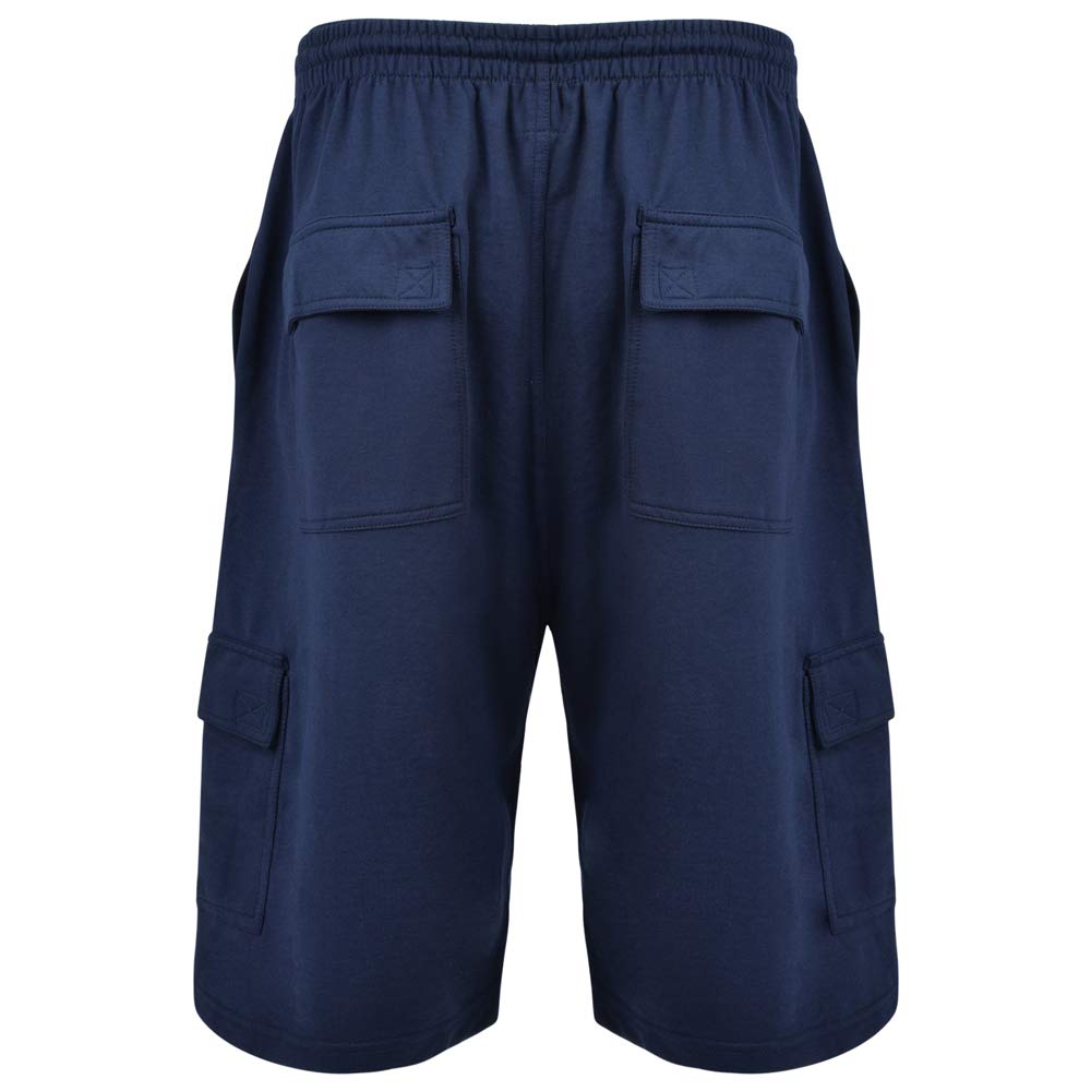 KAM Big & Tall Navy Cargo Lounge Shorts for Men - Comfortable Stretch Fabric with Multiple Pockets | Perfect for Casual Wear, Lounging & Outdoor Activities