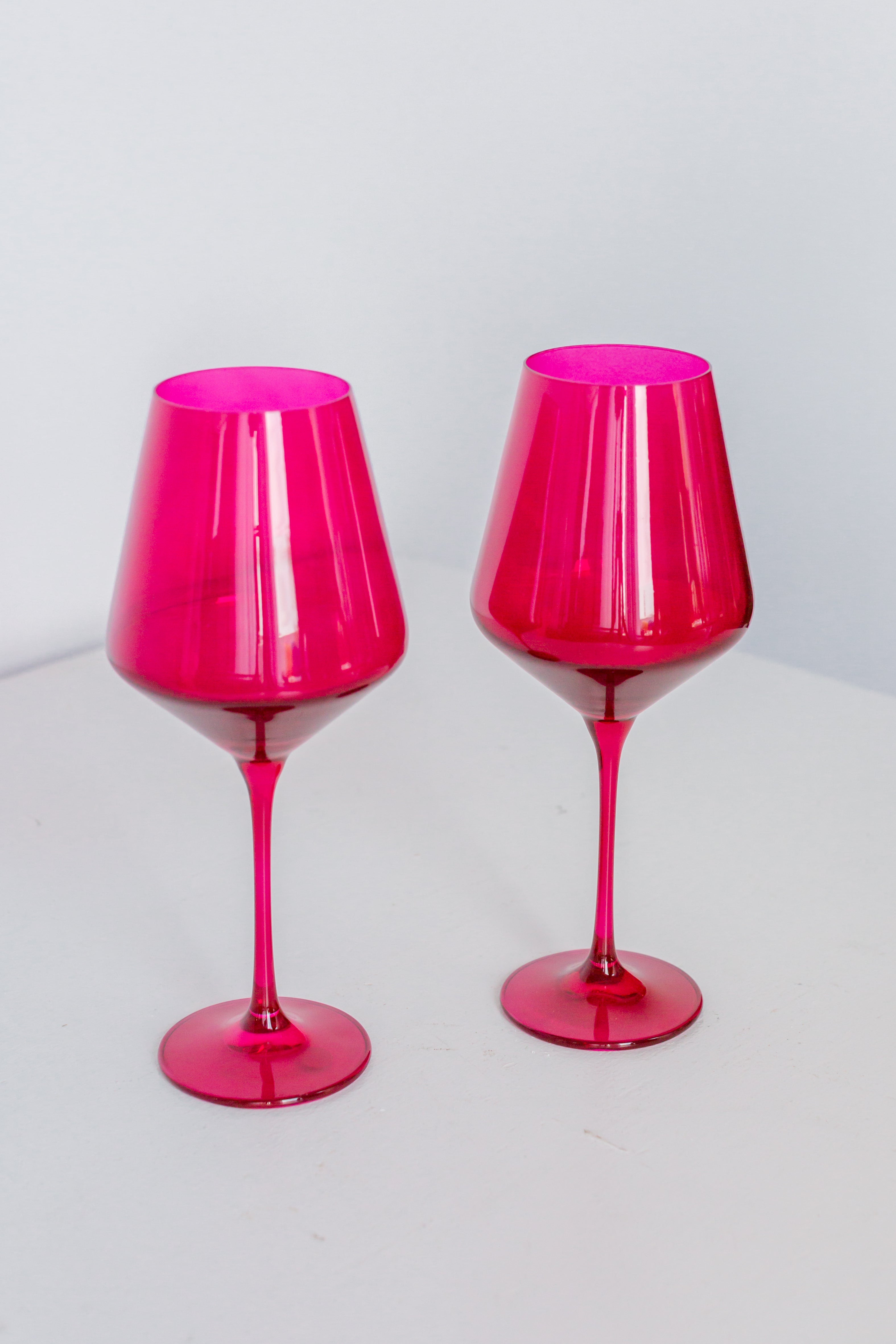 Estelle Colored Wine Glasses Set of 2 - Viva Magenta (Fuchsia) Stemware for Red & White Wine - Perfect for Dinner Parties, Romantic Dates & Home Bar Decor