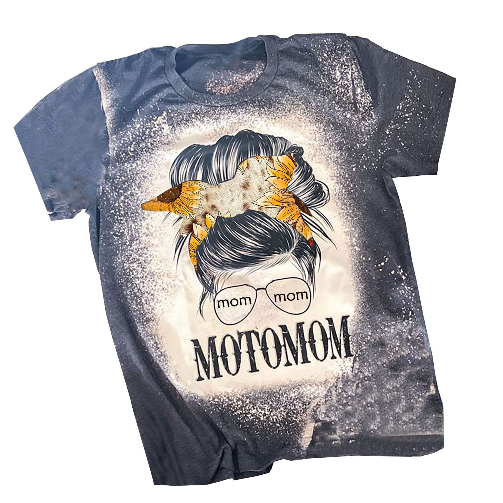 Women's Tie Dye Baseball Mom T-Shirt - Soft Cotton Short Sleeve Bleached Tee with Distressed Letter Print | Perfect for Softball Games, Mother's Day Gifts & Casual Wear