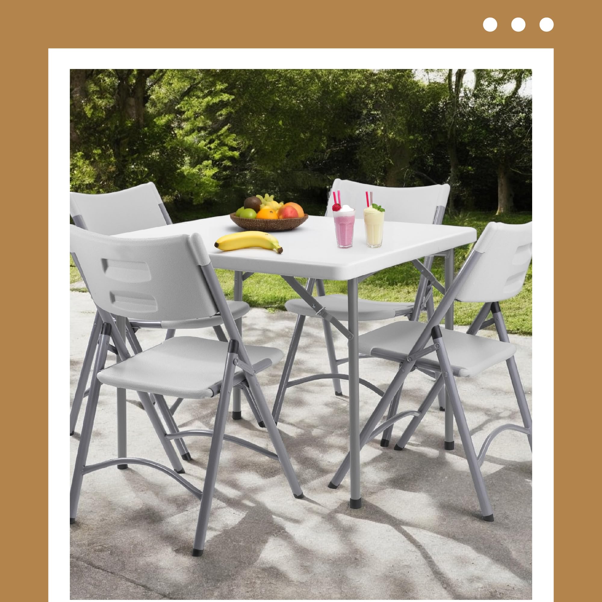 OEF Furnishings 36 Inch Square Heavy Duty Folding Table - Light Grey Durable Plastic Table for Indoor & Outdoor Use | Perfect for Parties, Picnics, Camping, and Events