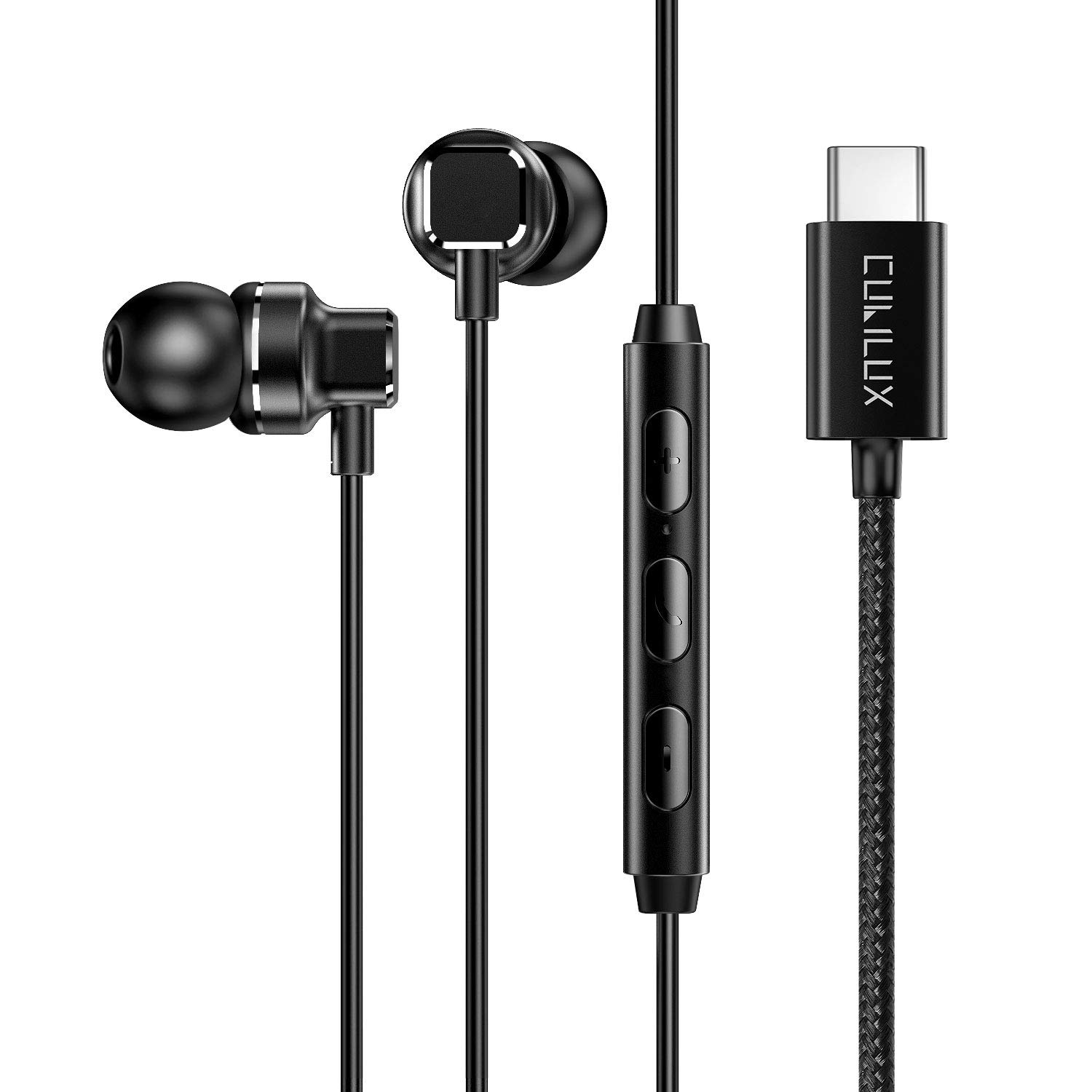 Cubilux USB C Headphones with Microphone [192KHz/24-bit Hi-Res DAC] - Type C Wired Earphones Compatible with iPhone 16/15 Pro Max, iPad Pro, Samsung Galaxy S25/S24/S23 & Android Phones - 4ft Black Cable for Gaming, Music & Calls