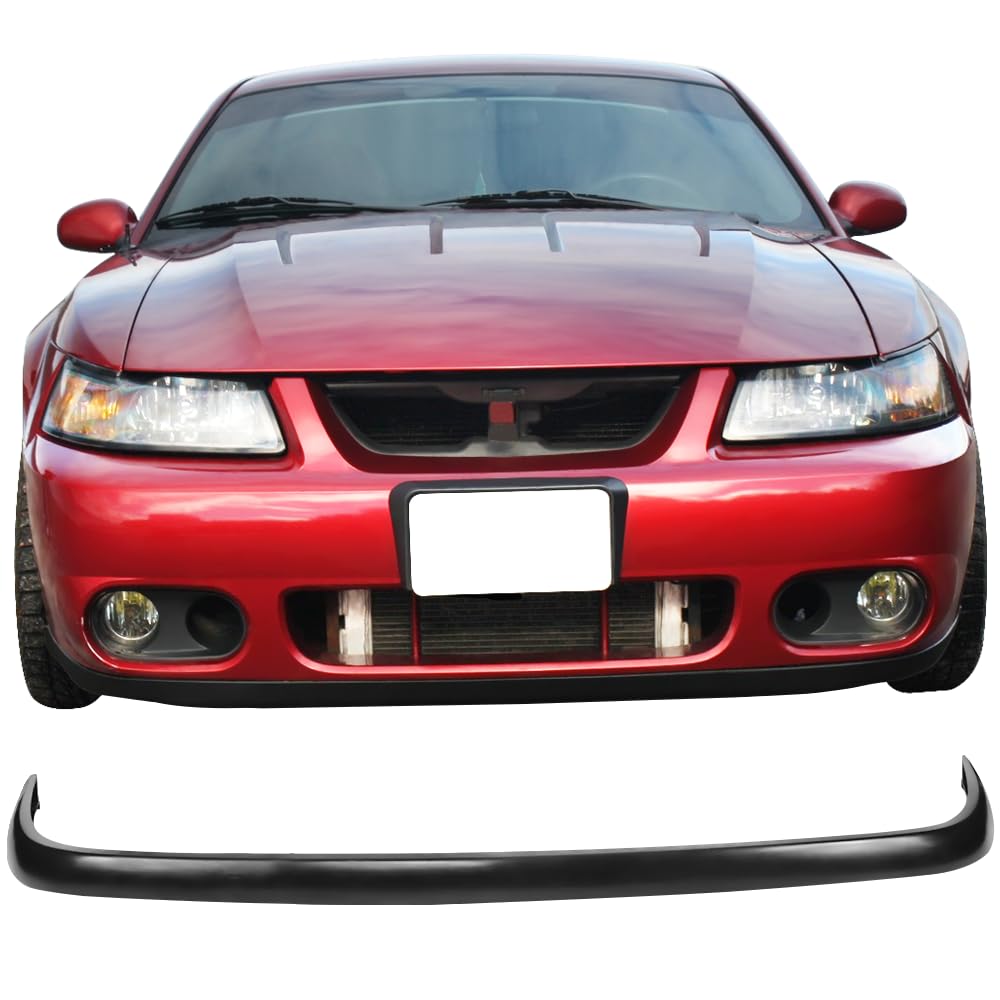 IKON MOTORSPORTS Black PU Front Bumper Lip Spoiler for 2003-2004 Ford Mustang SVT - Factory Style Under Chin Finisher | Enhances Aerodynamics & Aggressive Look | Perfect for Car Shows, Racing & Street Performance
