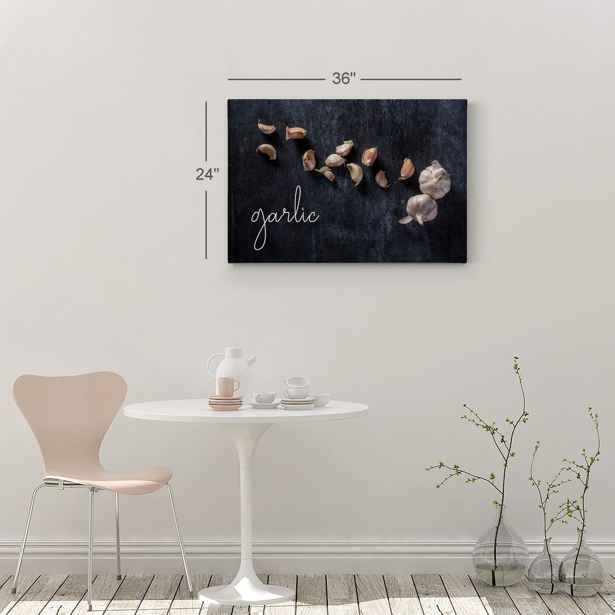 Smile Art Design Garlic Cloves Rustic Kitchen Canvas Wall Art Print - Farmhouse Decor for Dining Room, Restaurant & Cafe - Modern Housewarming Gift (30x40 Inches, Ready to Hang) - Perfect for Country Kitchens, Italian Restaurants & Cozy Home Decor