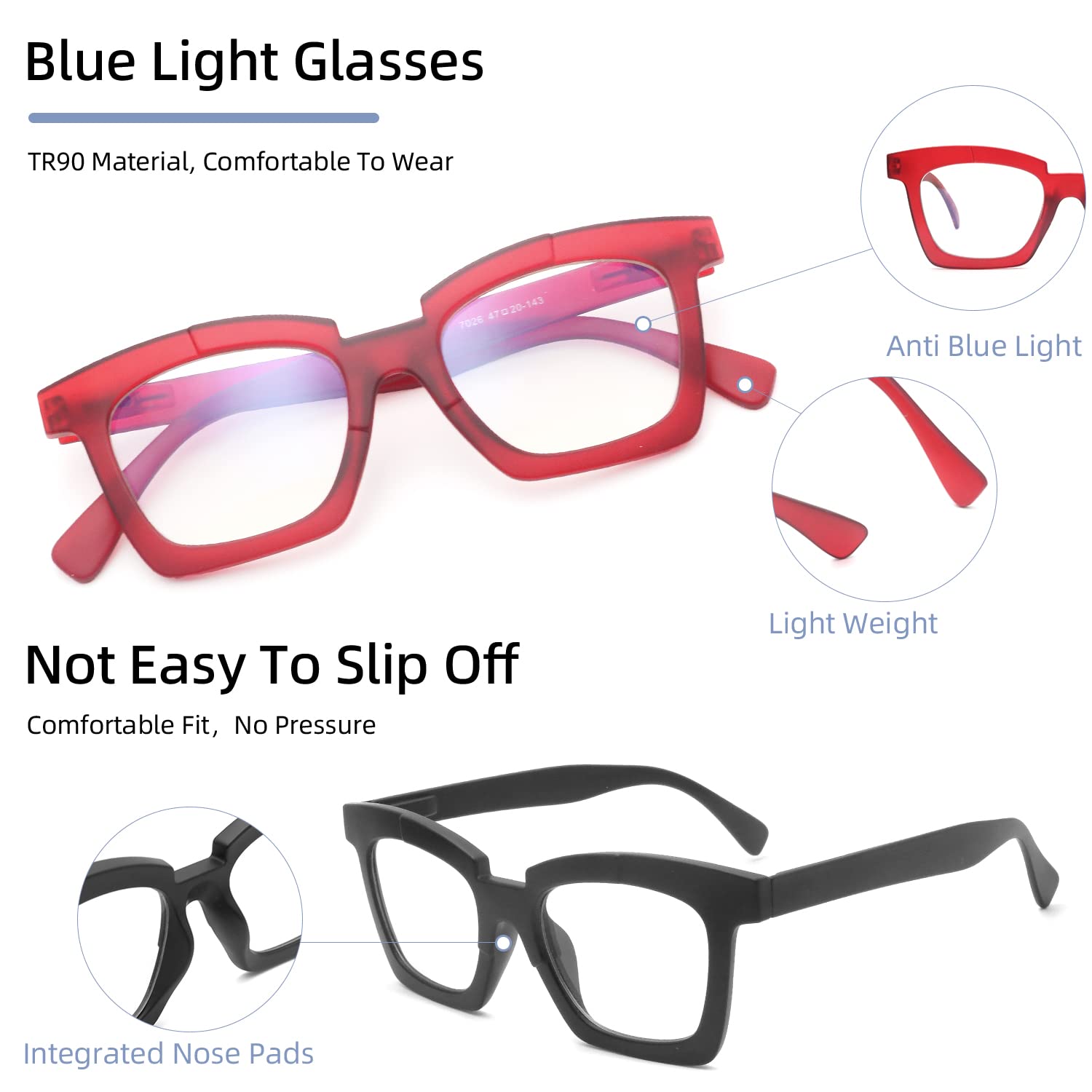 Areyeth 2-Pack Blue Light Blocking Glasses for Women - Anti-Eyestrain Computer & Gaming Glasses with UV Protection - Perfect for Office Work, Online Classes & Late-Night Screen Use