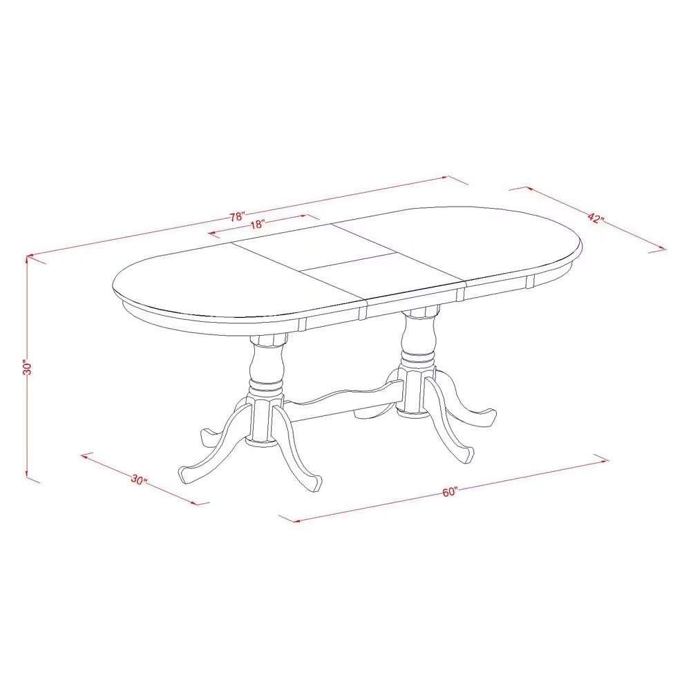 East West Furniture PLAN5-BCH-C 5-Piece Black & Cherry Dining Table Set with Butterfly Leaf Extension and 4 Linen Upholstered Chairs, 42x78 Inch - Perfect for Kitchen, Dining Room, and Small Space Entertaining