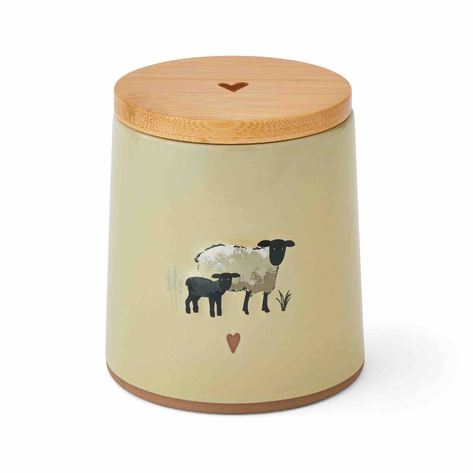 Highland Sheep Ceramic Canister with Lid - Sage Green Airtight Kitchen Storage Jar for Flour, Sugar, Coffee & Tea | Farmhouse Decor for Pantry, Countertop & Dining Table