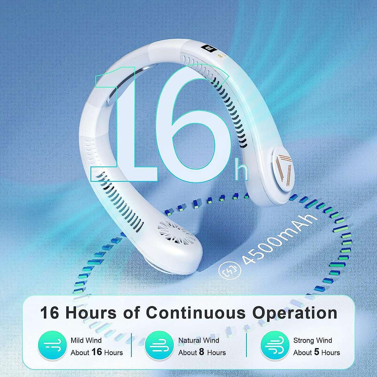 1 PCS Portable Hanging Neck Air Conditioner Fan - 4000mAh Rechargeable Wearable Cooling Fan for Outdoor, Sports, Travel & Office Use