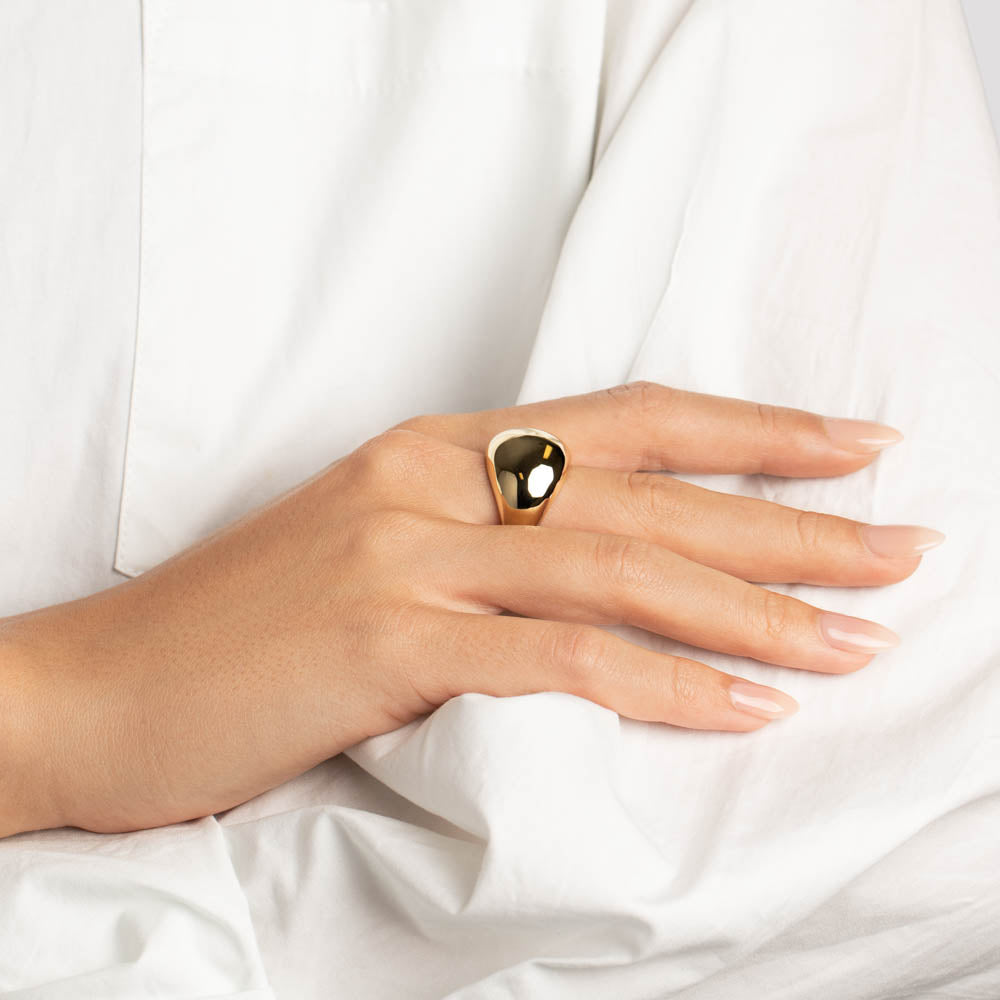 Gold Ball Dome Ring - Elegant Stackable Jewelry for Women, Perfect for Everyday Wear & Special Occasions