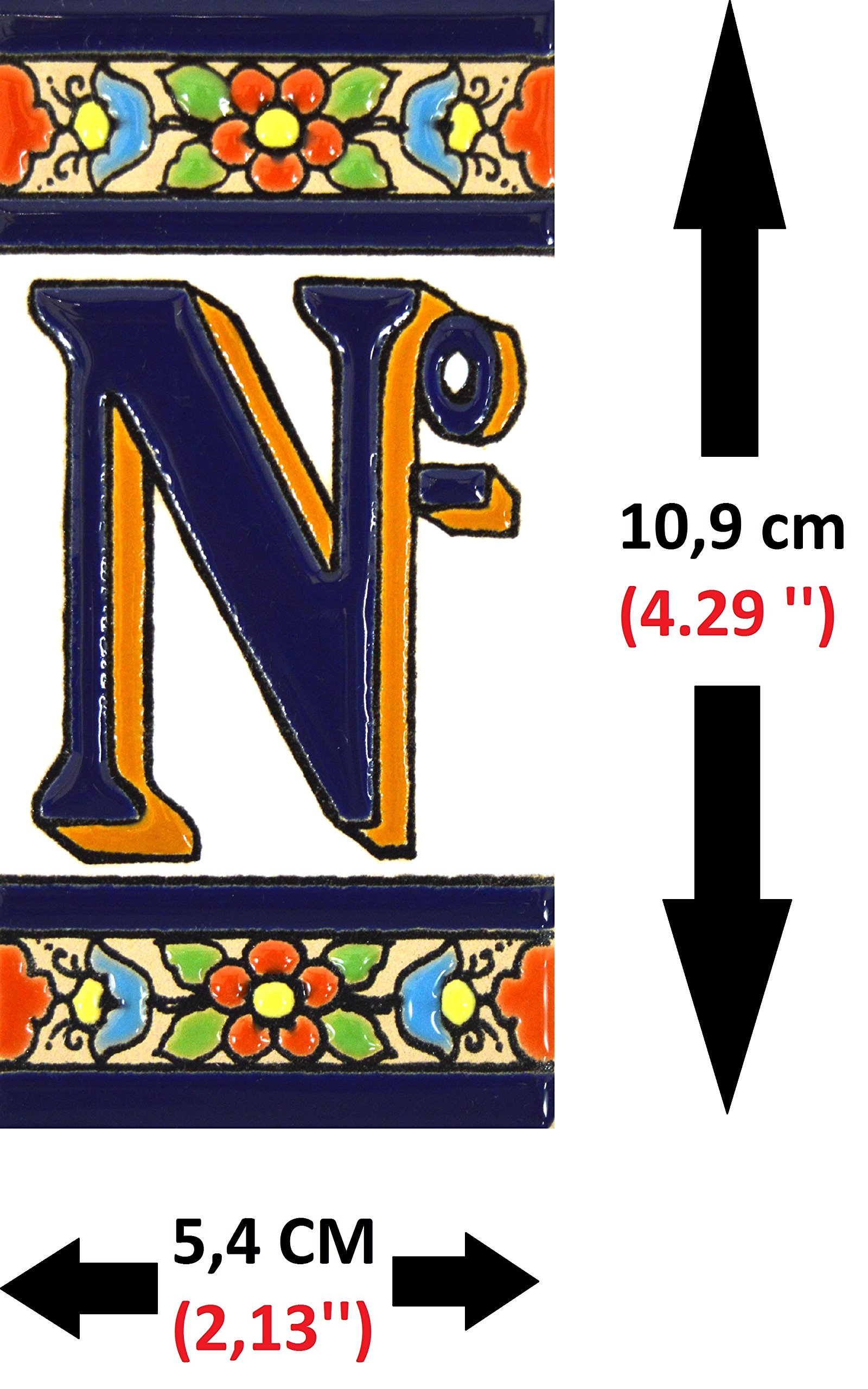 4 Inch Hand Painted House Letter Tiles - Custom Address Signs for Home, Mailbox & Front Door - Flores Mediano Design (4.29