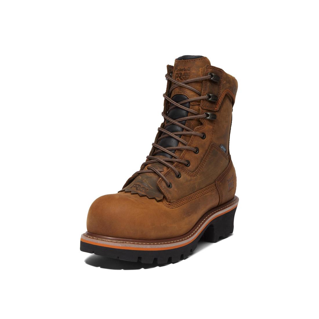Evergreen 8 Inch Composite Toe Waterproof Logger Work Boots for Men - Brown Safety Shoes for Construction, Hiking & Outdoor Work - ASTM F2413 Certified