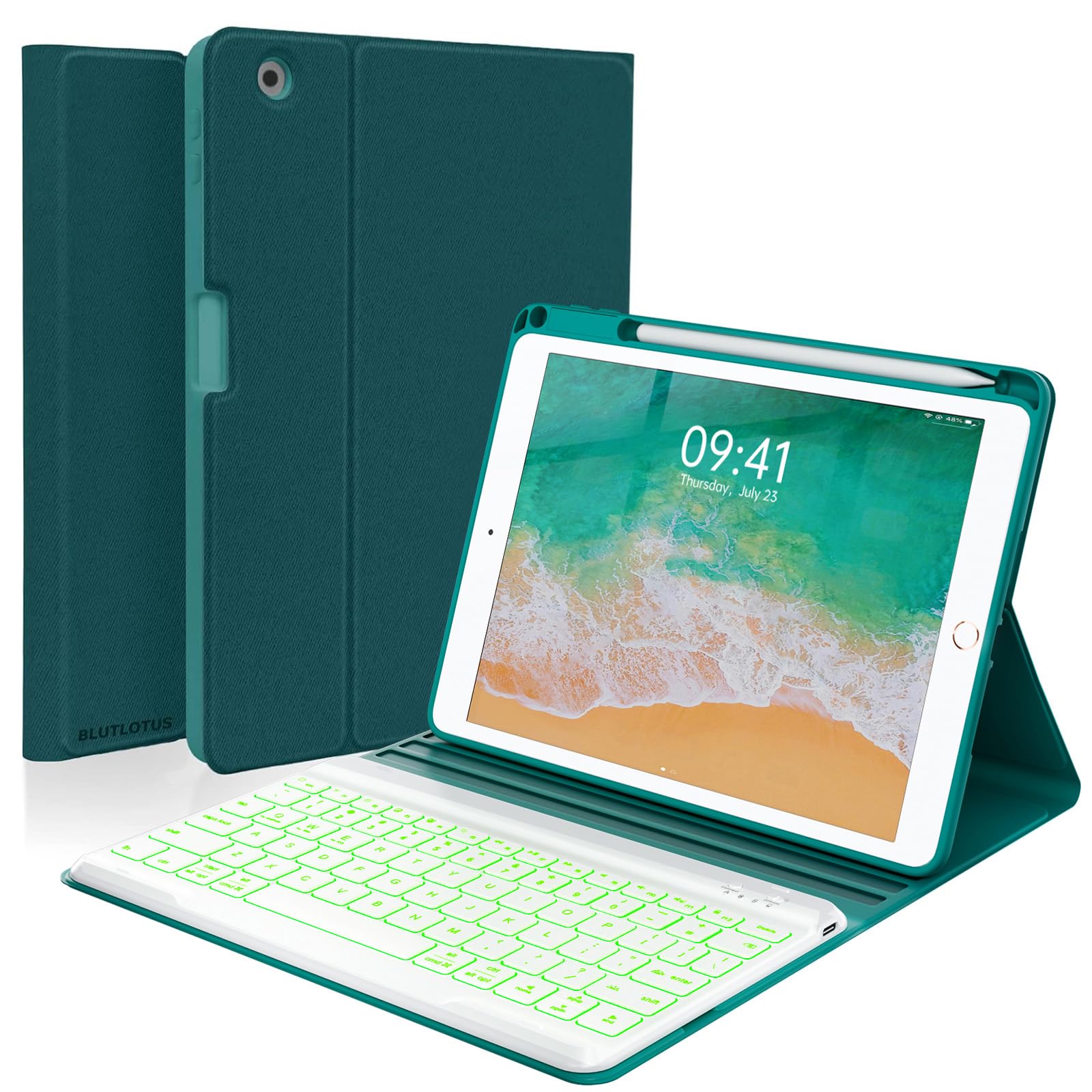 BLUTLUS Wireless Backlit Keyboard Case for iPad 5th/6th Generation (2017/2018) & iPad Air 2 (9.7 Inch) - Detachable Folio Smart Cover with Removable Keyboard | Perfect for Work, Study & Travel