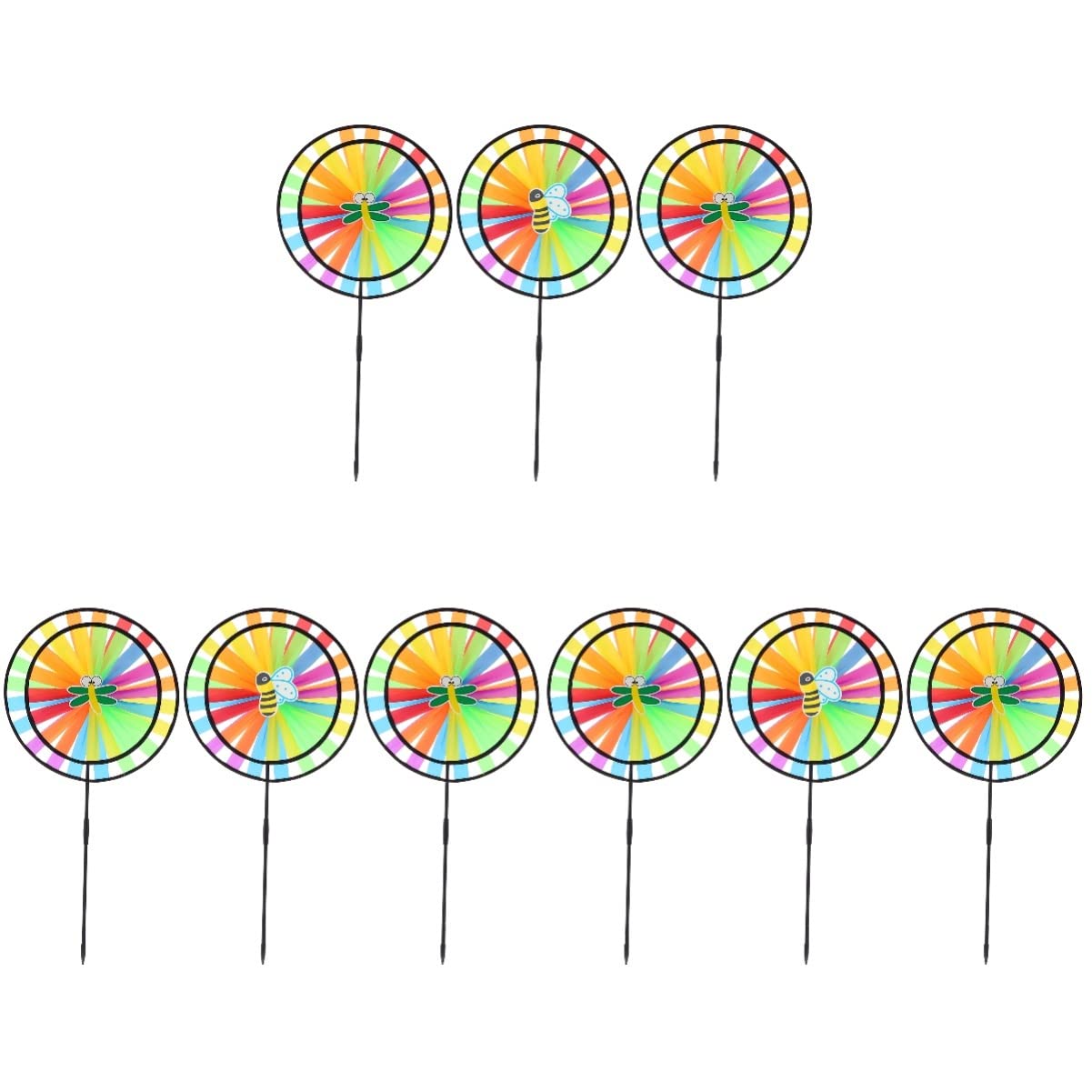 YARNOW 9-Piece 3D Cartoon Animal Windmill Set - Colorful Plastic Garden Pinwheels for Outdoor Decor, Yard & Lawn Ornaments - Perfect for Kids Play, Birthday Parties & Garden Landscaping