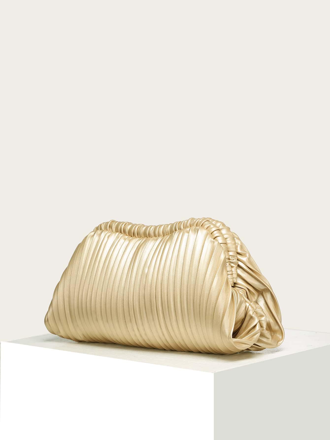 Verdusa Women's Ruched Clutch Purse - Elegant Pleated PU Leather Evening Handbag & Makeup Bag for Parties, Weddings & Special Occasions