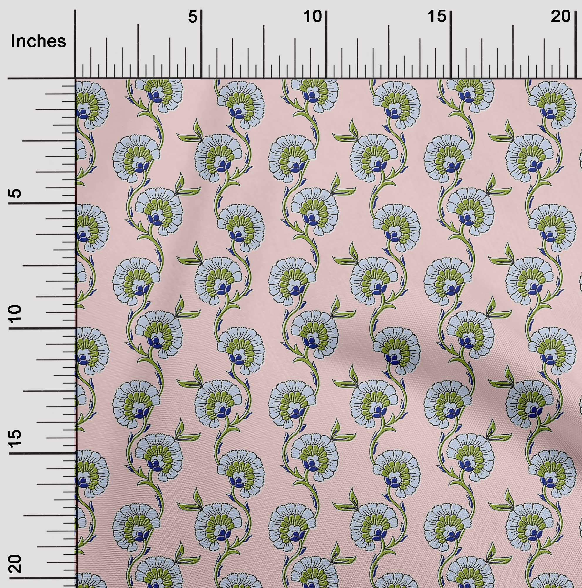 oneOone Cotton Flex Pink Fabric with Leaves & Flowers Floral Print - 40 Inches Wide by The Yard for DIY Crafts, Home Decor, Quilting & Sewing Projects