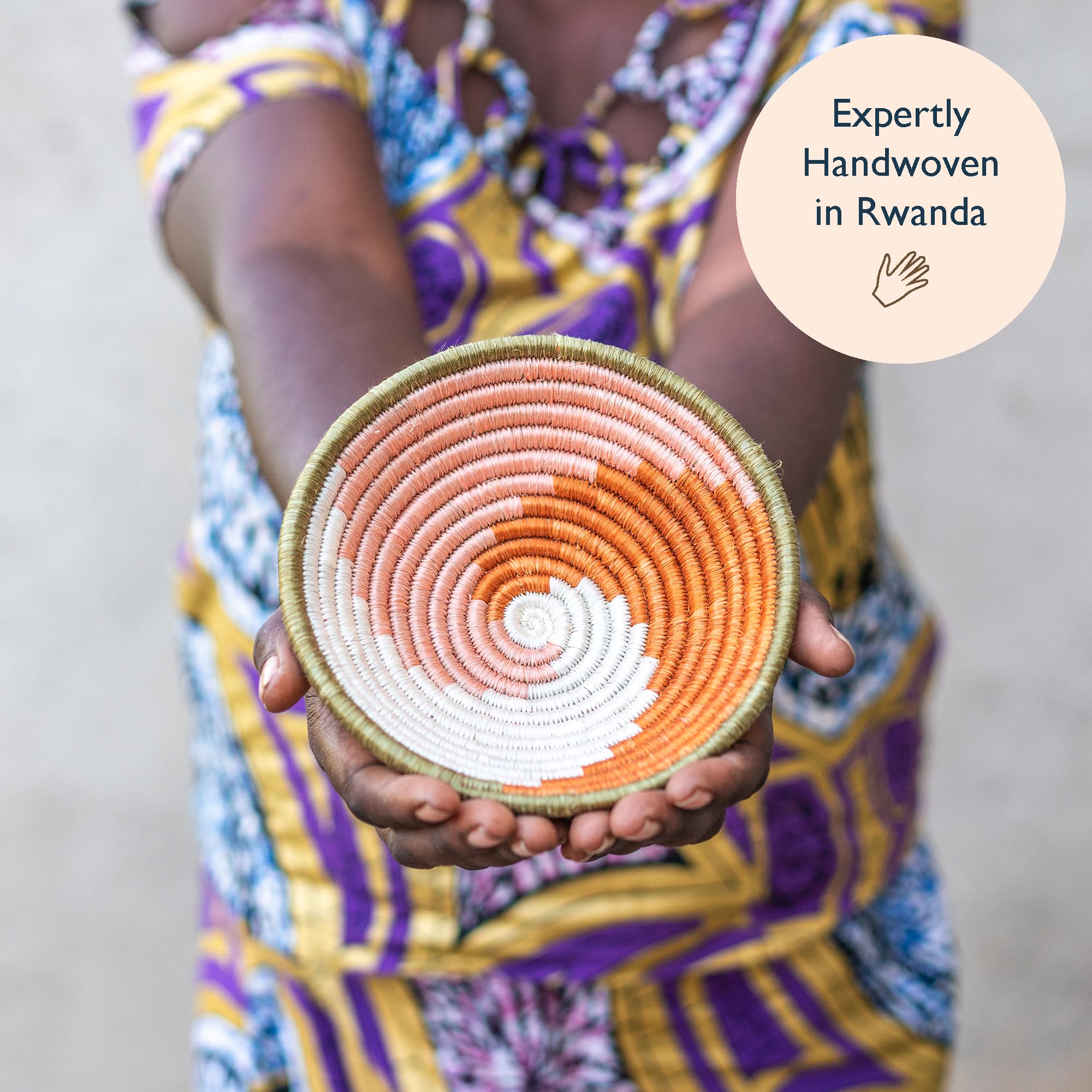 Handmade African Woven Wall Basket - Small Decorative Hanging Bowl for Fruits, Bread & Home Decor | Food Safe Natural Fiber Serving Basket | Canyon Clay Unity Design | Perfect for Kitchen, Dining Room & Boho Wall Decor