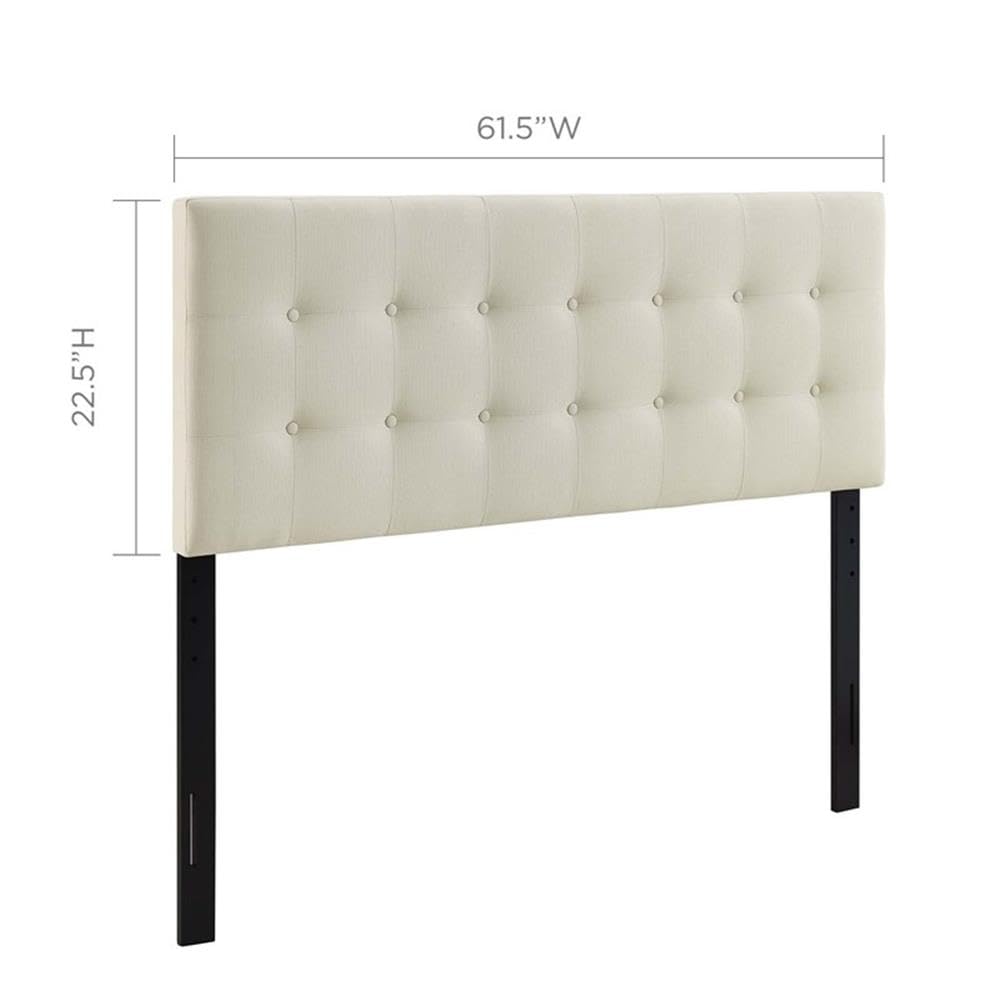 Roseberry Kids Modern Fabric Upholstered Queen Panel Headboard in Ivory - Soft & Durable Bed Frame Headboard for Girls' & Boys' Bedrooms, Nursery Decor, Kids Room Makeover