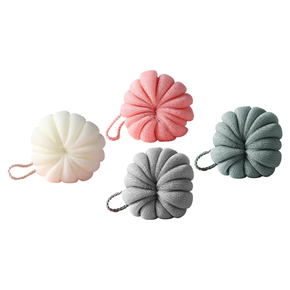 Beaupretty 4pcs Pumpkin Bath Sponges for Kids - Soft Shower Gloves & Body Wash Puff for Gentle Cleaning - Perfect for Bath Time Fun