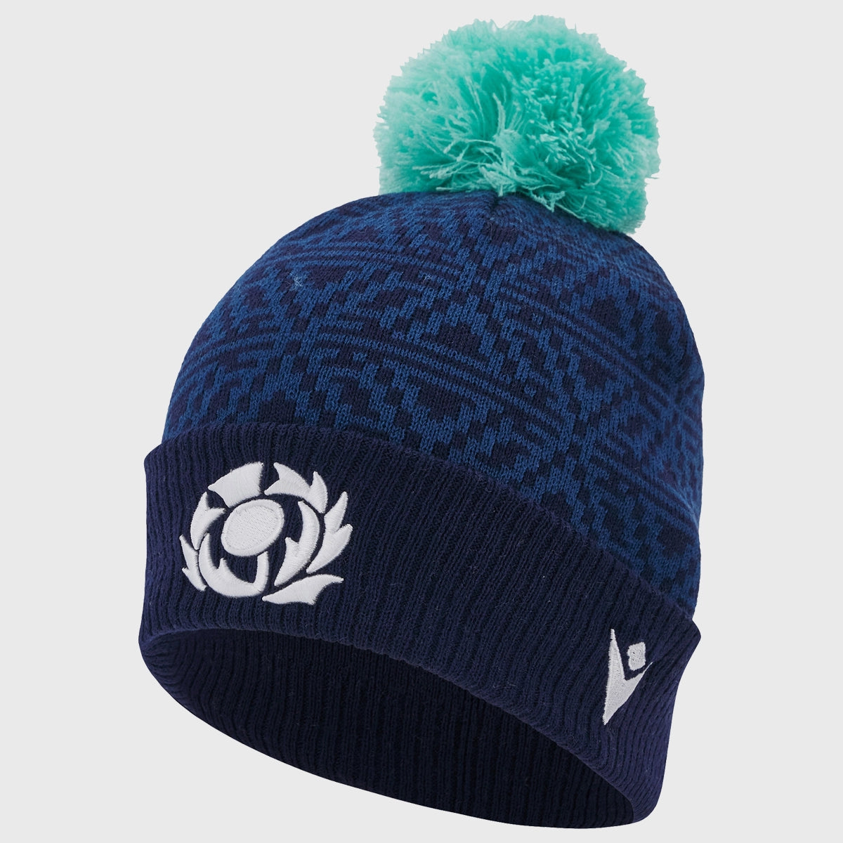Scotland Rugby Bobble Beanie Hat - Navy & Green Knit Winter Hat for Men & Women - Perfect for Rugby Games, Outdoor Sports & Cold Weather