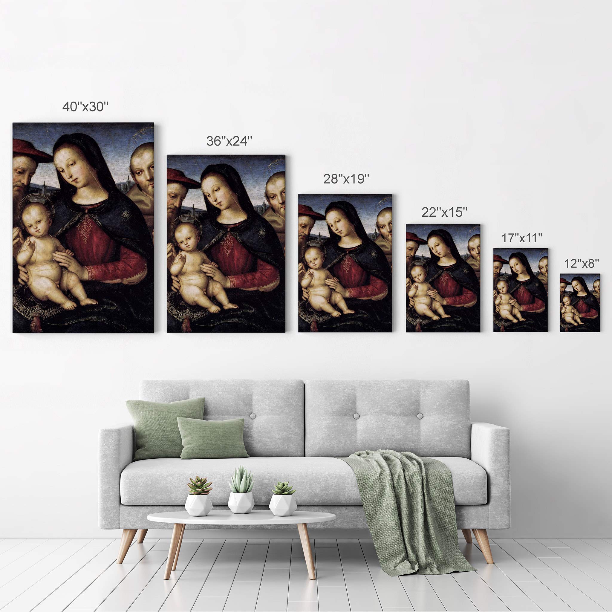 Raphael Madonna with Child and Saints Canvas Print - Famous Renaissance Oil Painting Reproduction, 36x24 Inch Wall Art Decor - Ready to Hang, Made in USA - Perfect for Living Room, Bedroom & Office Decor