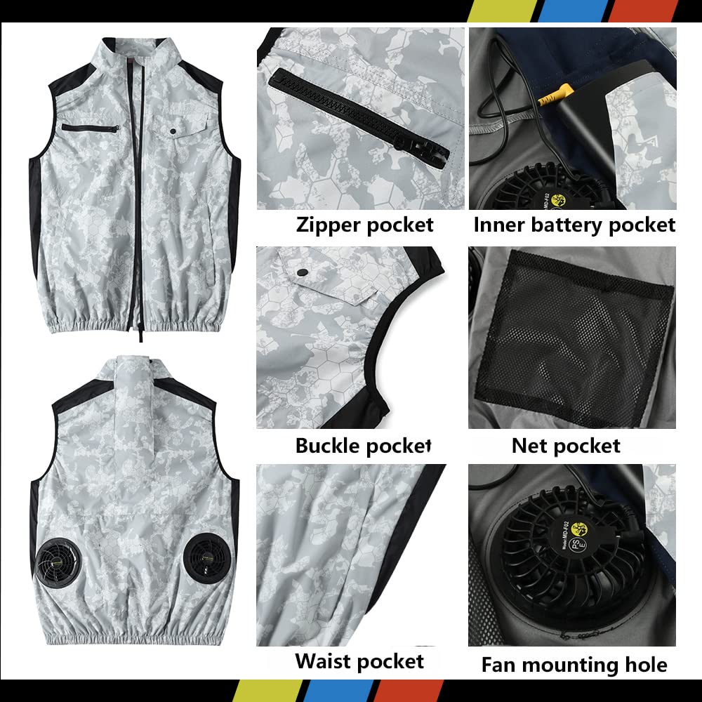 30V High-Power Cooling Vest with Dual Fans - 20000mAh Rechargeable Battery for Hot Weather - Breathable Workwear for Outdoor, Construction & Industrial Use - Perfect for Summer Jobs, Landscaping & Warehouse Work