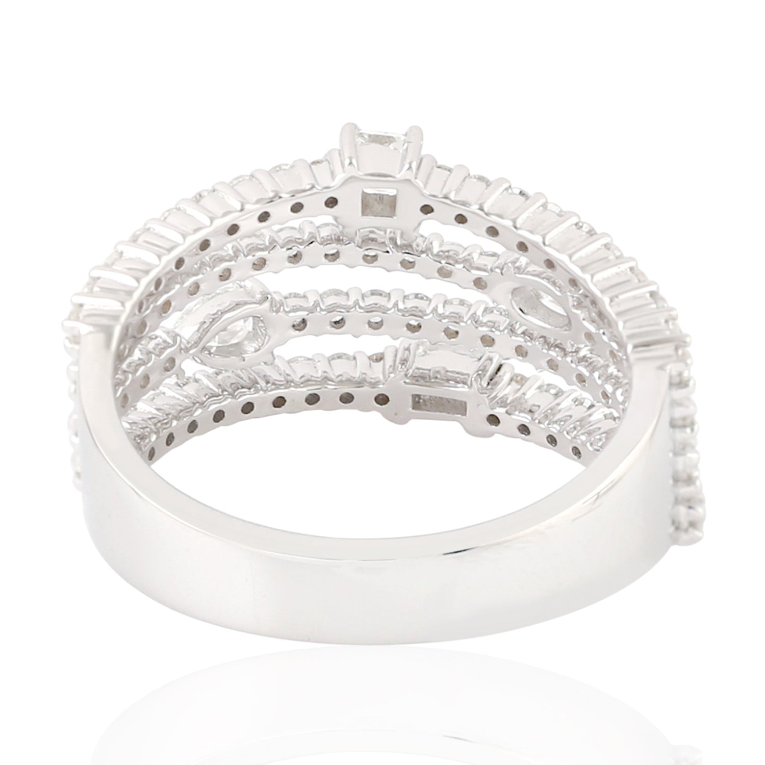 18K White Gold Pave Diamond Band Ring - Handmade Wedding Engagement Ring for Women, Anniversary Gift Jewelry - Perfect for Proposals, Bridal Sets & Special Occasions