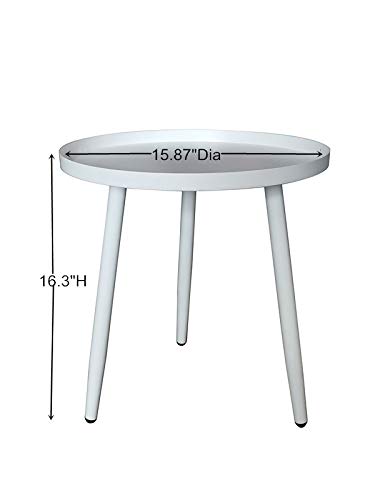 Kings Brand Furniture - Round Metal Side Table, Nightstand, Accent Table & Pedestal Plant Stand for Bedroom, Living Room - White | Perfect for Small Spaces, Home Decor & Indoor Plants