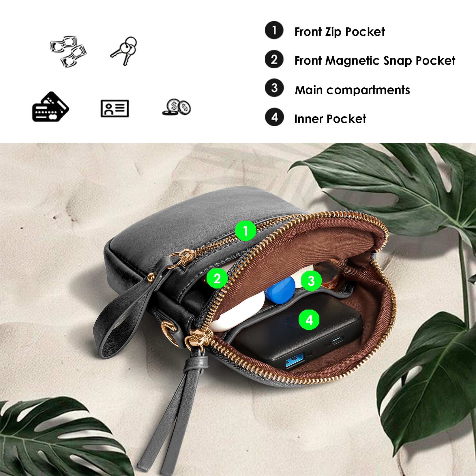Stylish M-Plateau Crossbody Bags for Women & Men - Adjustable Strap Small Phone Purse - Perfect for Travel, Shopping & Everyday Use