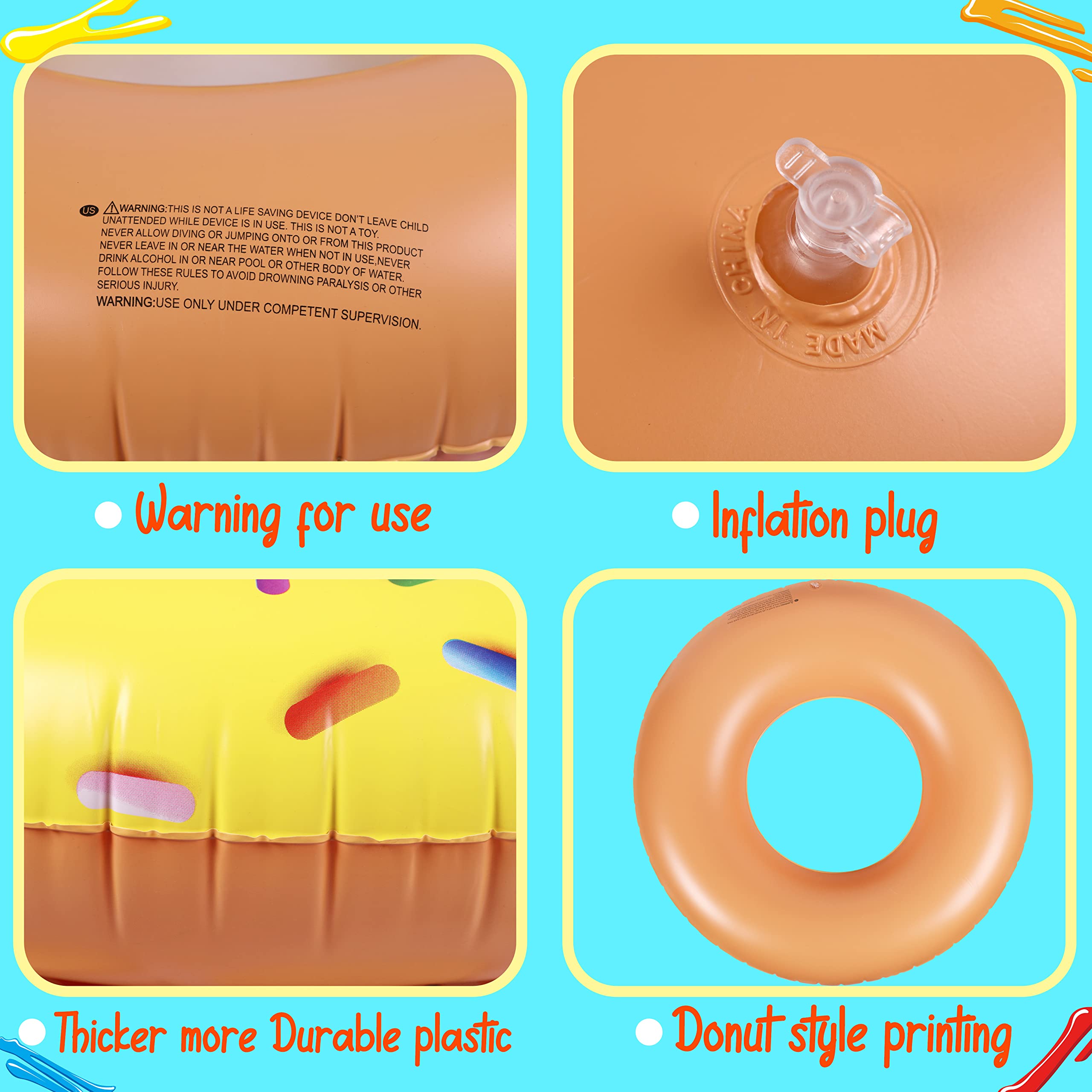 90Shine 7PCS Inflatable Donut Pool Floats - 13.5