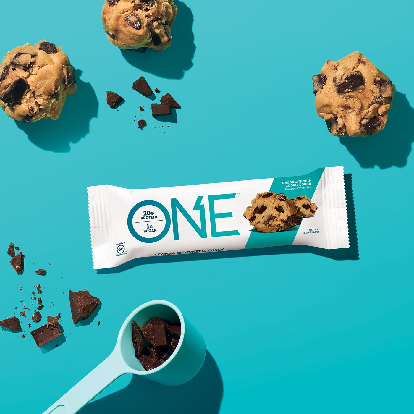 ONE 1 Protein Bars - 20g Protein & Only 1g Sugar | Chocolate Chip Cookie Dough Flavor | Gluten-Free Snack (2.12 Oz) - Perfect for High Protein Diets, Post-Workout Recovery & Healthy On-the-Go Snacking