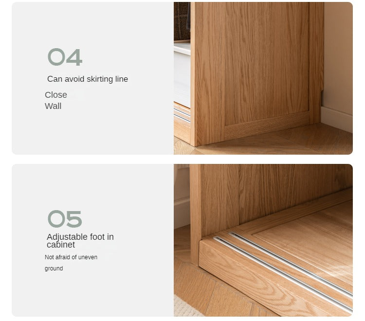 Solid Oak Wood Sliding Door Wardrobe Closet - Modern & Durable Storage for Bedroom, Living Room, or Walk-In Closet Organization