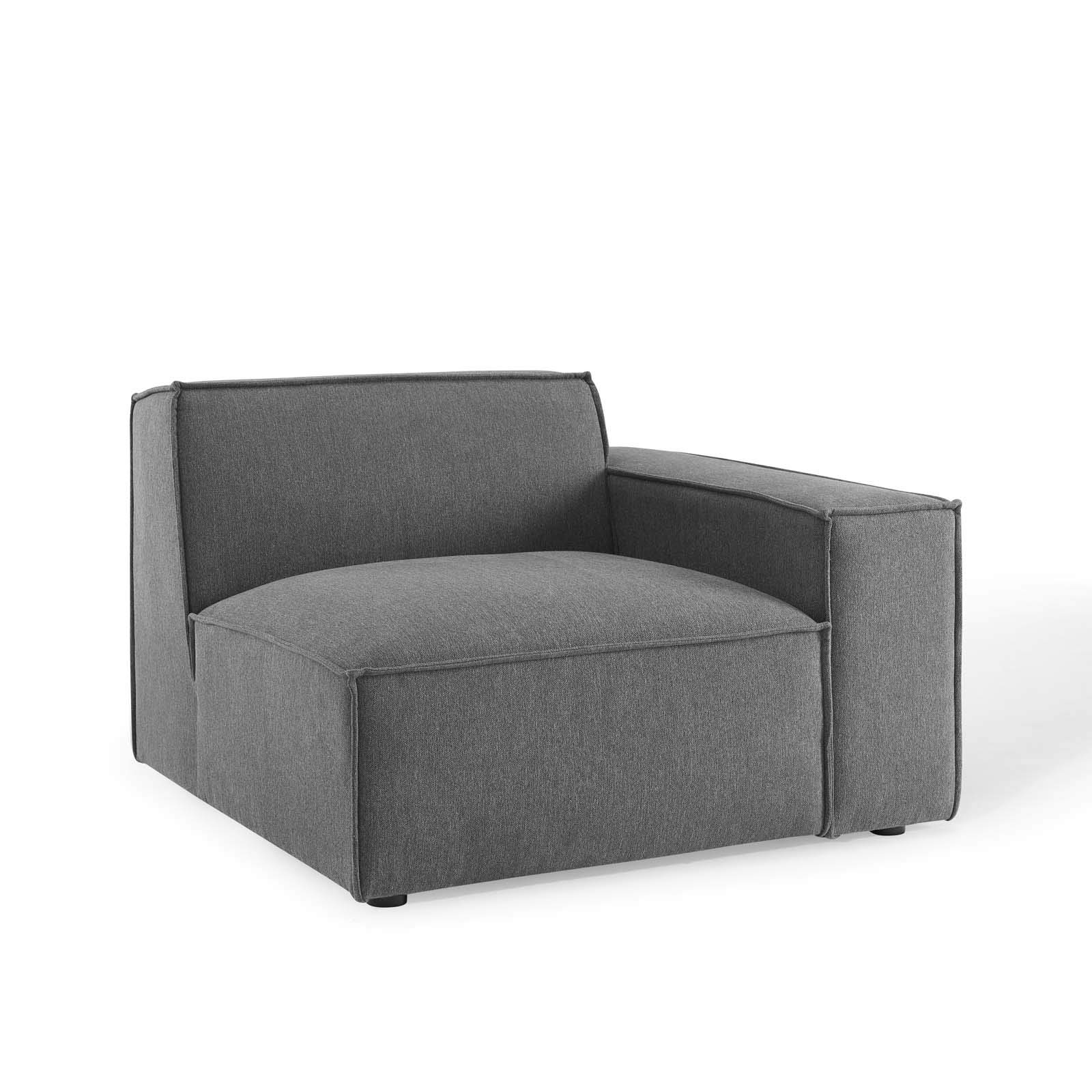 Modway EEI-4114-CHA Restore 4-Piece Sectional Sofa in Charcoal - Modern L-Shaped Living Room Furniture for Small Spaces & Apartments
