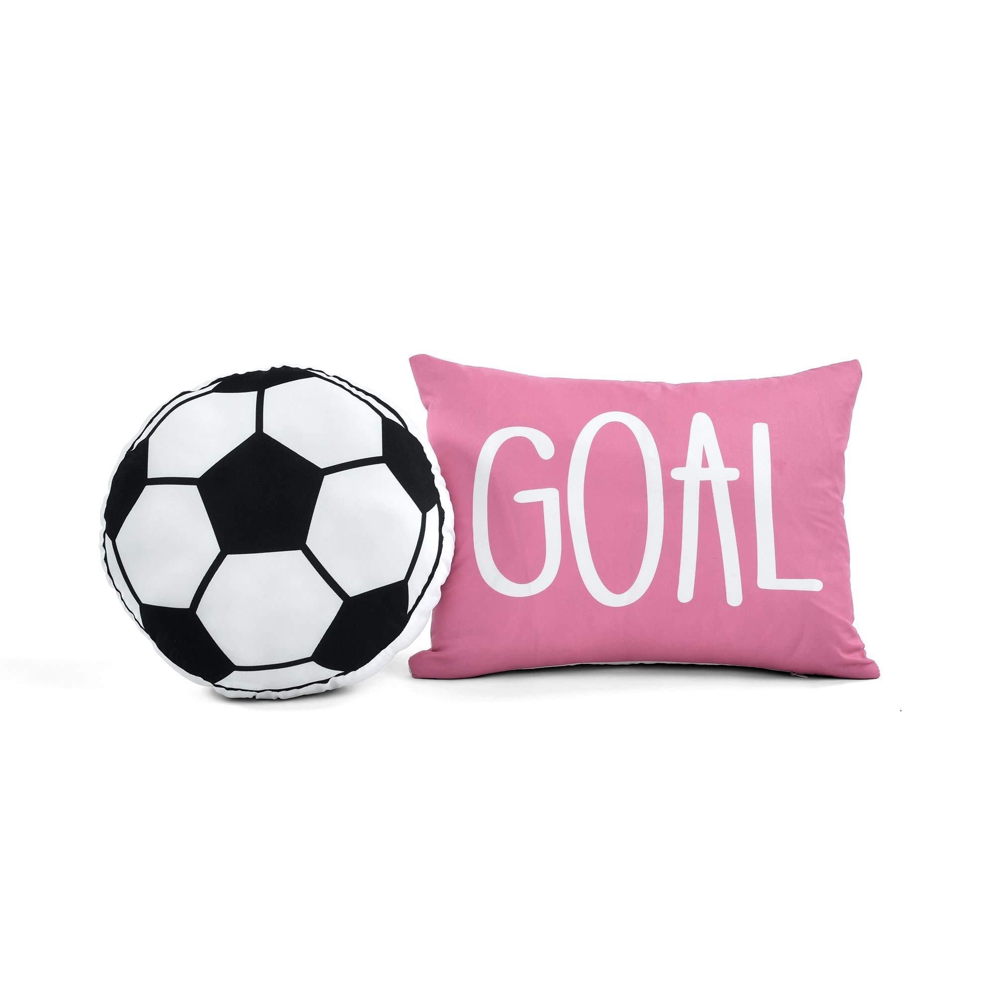 Lush Decor Girls Soccer Bedding Set - 5 Piece Full/Queen Reversible Comforter Quilt with 2 Pillow Shams & 2 Accent Pillows - Purple - Perfect for Kids' Bedrooms, Teen Rooms & Sports-Themed Decor